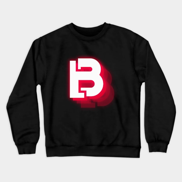 text effect red neon letter B apparel Crewneck Sweatshirt by Sitohangstudio